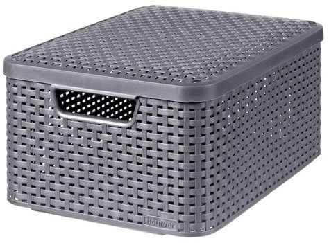Curver panier de rangement plastique 18L avec couvercle anthracite - élégant et pratique