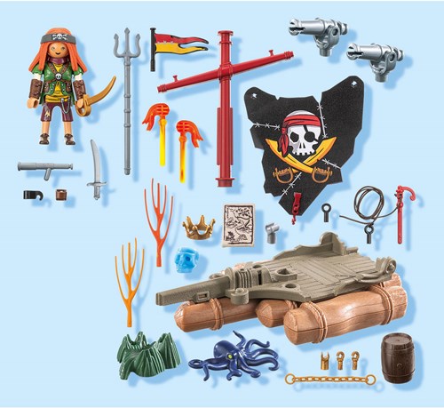 Playmobil Pirates radeau de pirates coffret de construction avec trésor et figurine-2