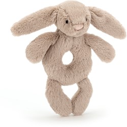 Jellycat peluche hochet Bashful Beige Bunny pour bébés