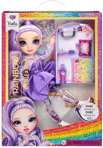 Poupée de mode Sparkle & Shine Rainbow High - Viola poupée violette pailletée 28 cm
