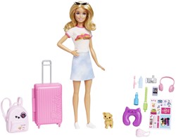 Barbie poupée de voyage - poupée mode avec valise et accessoires de voyage