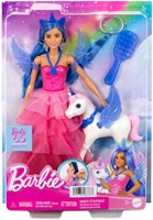 Poupée Barbie licorne 65e anniversaire avec cheveux bleus et accessoires