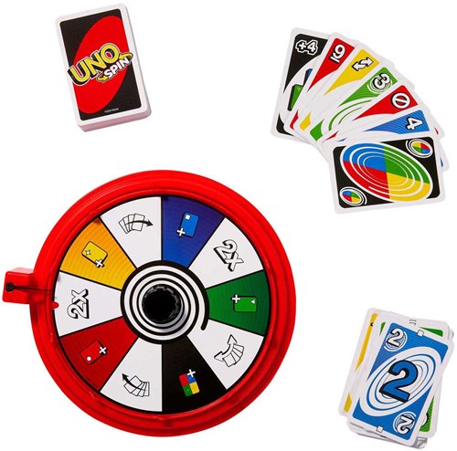 Mattel jeu de cartes Uno Spin - jeu familial avec roue tournante-2