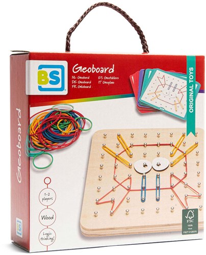 BS Toys Géoboard Bois FSC - Jeu Créatif d'Élastiques pour Enfants