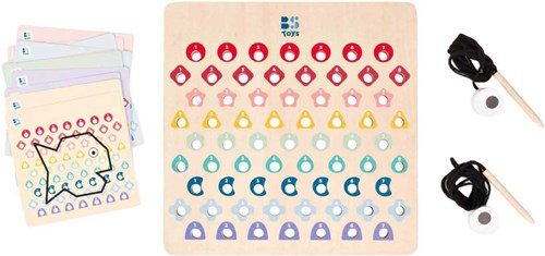 BS Toys jeu de laçage en bois jouet éducatif avec cartes à codes couleur