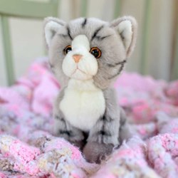 Tobar peluche chat gris tigré jouet doux pour enfants