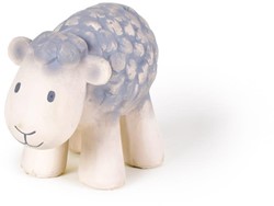 Tikiri : MON PREMIER ANIMAL DE FERME / MOUTON 9cm, en caoutchouc naturel, avec clochette, avec étiquette à suspendre, 0+