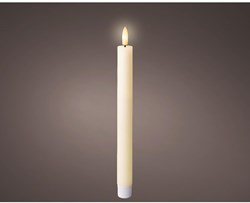 Lumineo bougies LED de table cire crème blanc chaud avec minuterie 24,5cm