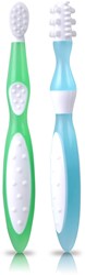 KidsMe Ensemble de première brosse à dents - Pour bébé, enfant et tout-petit - Bleu/Vert