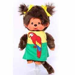 Monchhichi peluche fille perroquet 20 cm poupée douce multicolore