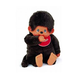 Monchhichi peluche garçon poupée rouge bavoir 80cm grande