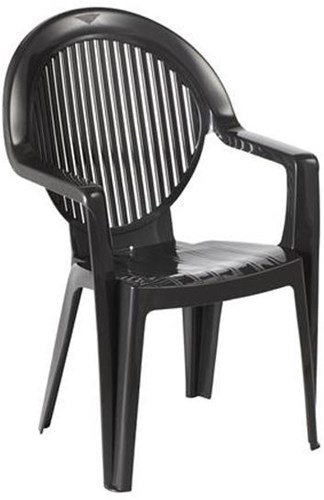 Chaise de salle à manger Grosfillex Fidji anthracite plastique empilable jardin