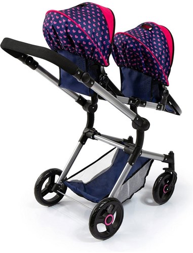 Bayer Chic 2000 landau jumeaux poupées bleu et rose-3