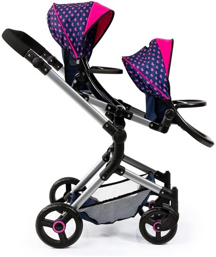 Bayer Chic 2000 landau jumeaux poupées bleu et rose-2