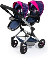 Bayer Chic 2000 landau jumeaux poupées bleu et rose