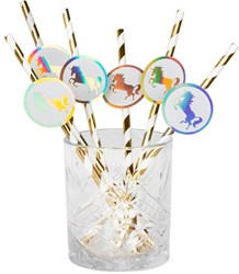 Boland pailles en papier licorne set - accessoire de fête 6 pièces