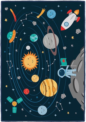 Tapis de jeu système solaire éducatif polyester 100x150cm chambre enfant-2