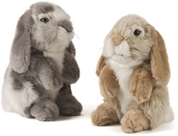 Living Nature peluche gris lapin aux oreilles tombantes 21 cm doux