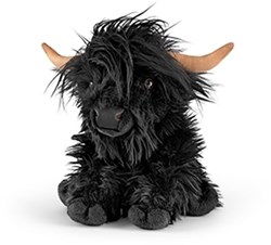 Living Nature peluche Black Highland Cow avec son - jouet en peluche
