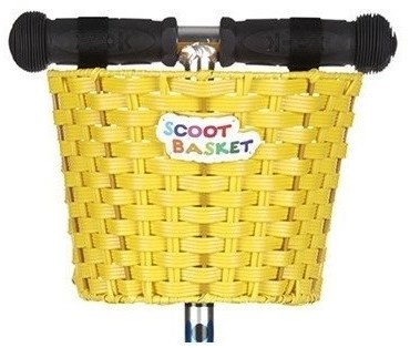 Micro panier trottinette jaune - panier de guidon tressé à la main étanche