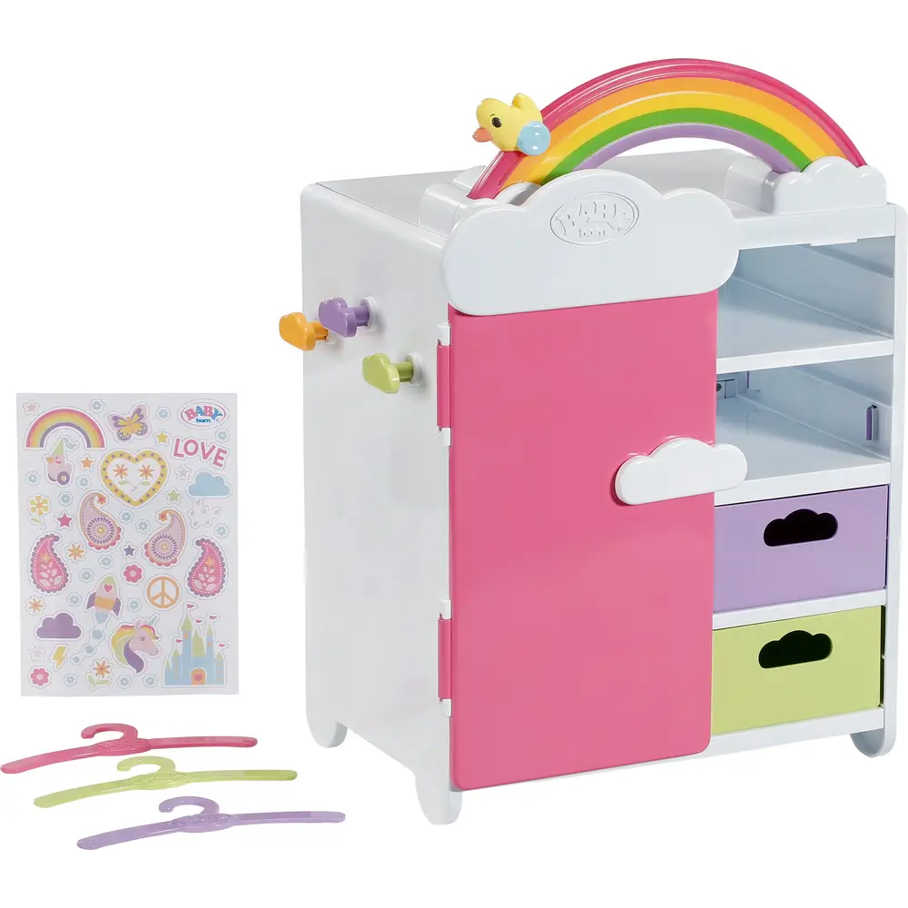 BABY born Armoire poupée arc-en-ciel avec lumière et musique - armoire jouet