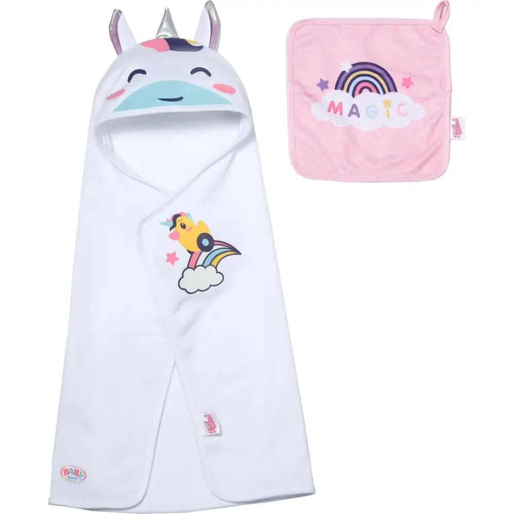 BABY born set de serviettes à capuche licorne pour bien-être des poupées