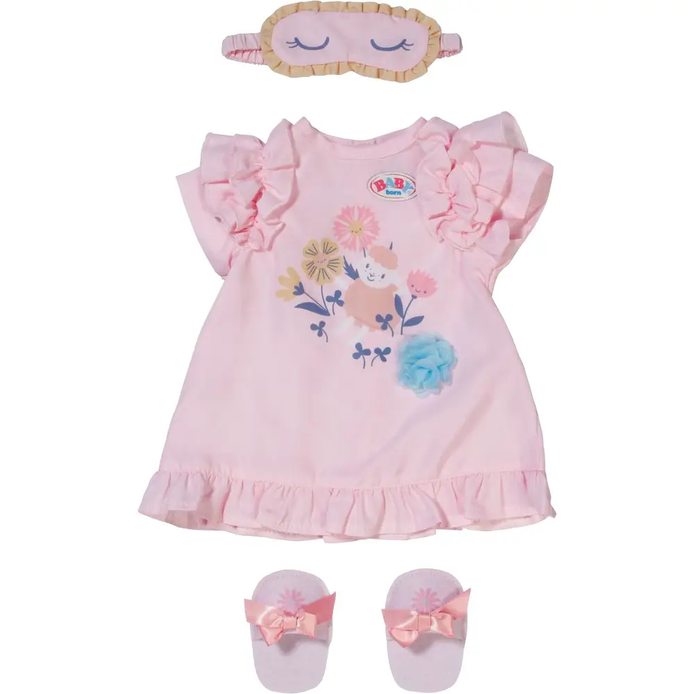 BABY born robe de nuit poupée masque chaussons 43 cm rose