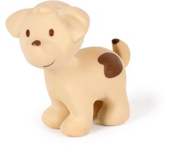 Tikiri : MON PREMIER TEDDIE / CHIEN 10cm, en caoutchouc naturel, avec clochette, avec carte de suspension, 0+.