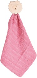 DAM Tikiri Safari : Couverture câline rose foncé - LEO avec tête en caoutchouc naturel (anneau de dentition) 25x23cm, sur carte, 0+.