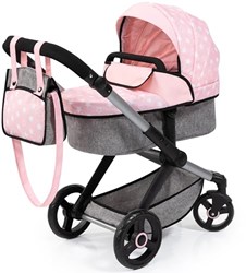Bayer Chic 2000 landau poupée Xeo rose gris poignée réglable