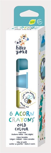 Haku Yoka crayons de cire en forme de gland - set de 6 crayons colorés