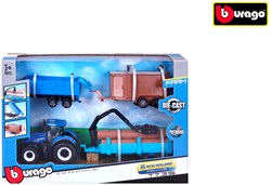 Bburago tracteur New Holland jouet avec 3 remorques friction