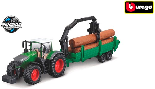 Bburago tracteur jouet Fendt 1050 Vario remorque forestière friction 10cm