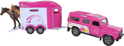 Kids GLOBE voiture jouet Land Rover avec remorque rose 26cm plastique-2