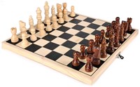 Goki jeu d'échecs en bois pliable jeu de voyage avec coffret et pièces-3