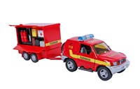 2-Play camion de pompier jouet avec remorque diecast 25 cm rouge-2
