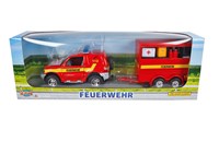 2-Play camion de pompier jouet avec remorque diecast 25 cm rouge-3