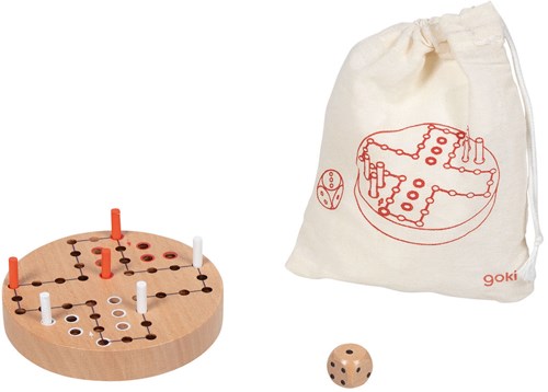 Goki jeu de Ludo en bois compact dans un sac en coton - jeu de voyage-3