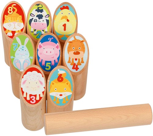 Goki jeu viking kubb animaux en sac coton - jouet d'extérieur-3