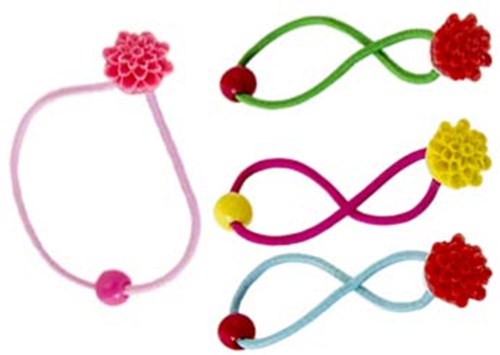 Global Affairs élastiques à cheveux fleurs accessoire bleu-fuchsia enfants