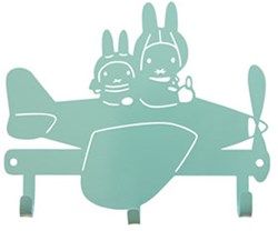 Mercis porte-manteau métal Miffy avion gris-vert décoration chambre enfant