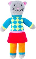 Global Affairs peluche chat Tess tricotée 36 cm coton rose commerce équitable