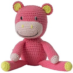 Global Affairs peluche hippopotame crochet corail rose - Coton équitable