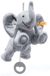 Steiff peluche boîte à musique éléphant Ellie, gris clair - 25 cm doudou