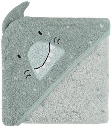 Trixie cape de bain bébé coton bio 75x75cm Mr. Shark bleu