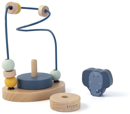 Trixie labyrinthe à perles en bois - jouet éducatif Mrs. Elephant bleu FSC-2