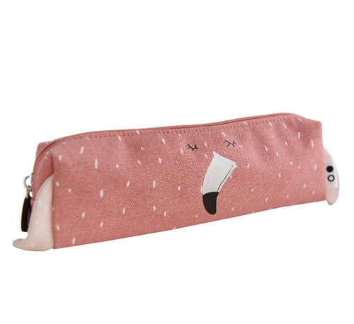 Trixie trousse - longue pochette Mrs. Flamingo coton rose école