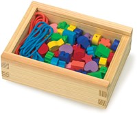 Small Foot jouet perles en bois - set de perles à enfiler colorées 84 pièces