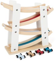 Small Foot - Circuit de voitures en bois jouet avec 4 voitures pour enfants-2
