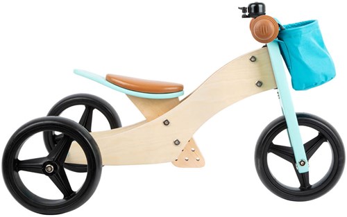 Small Foot draisienne et tricycle en bois 2en1 turquoise - vélo d'entraînement-2
